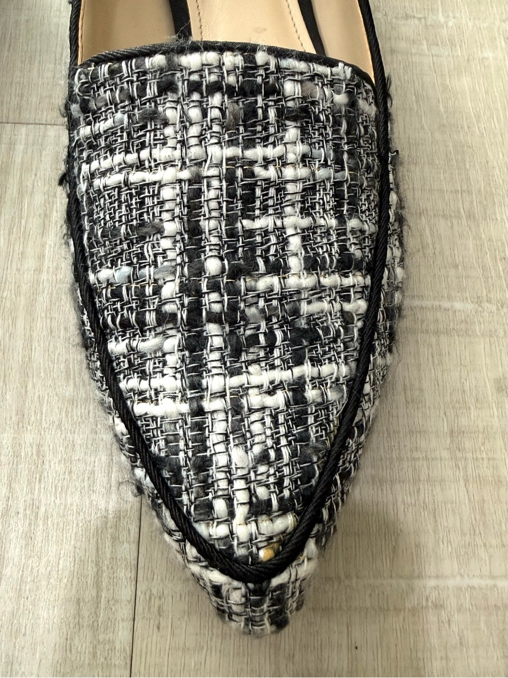 Nine West Black & White Tweed Pointed Loafers size 6.5 very chic - Picture 4 of 8